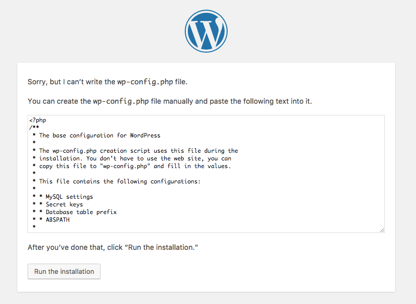 Wordpress Database Error Screen